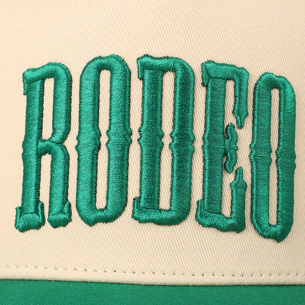 RODEO Two-Tone Embroidered Trucker Hat: BROWN / ONE SIZE