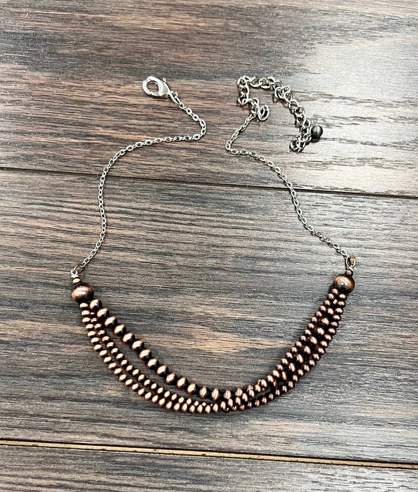 739083, Handmade Copper Navajo Bead Necklace