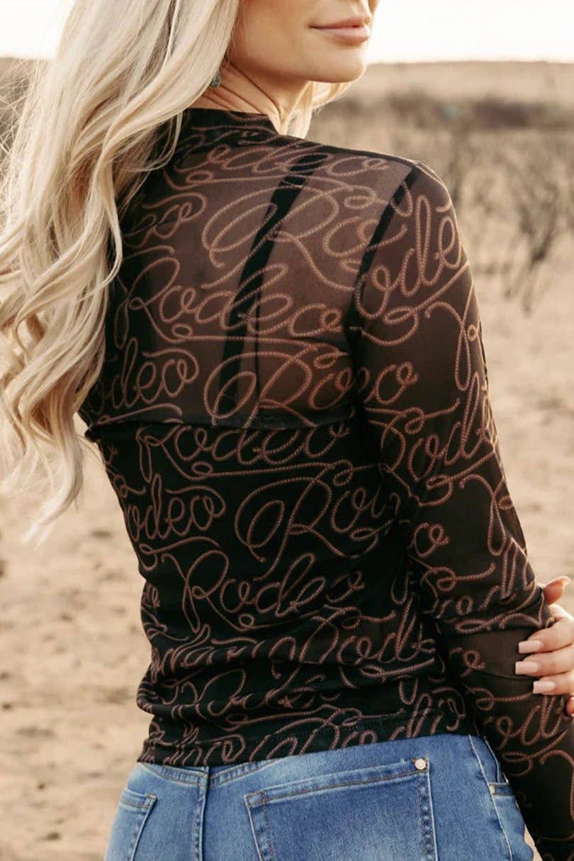 Rodeo Long Sleeve Mesh Top