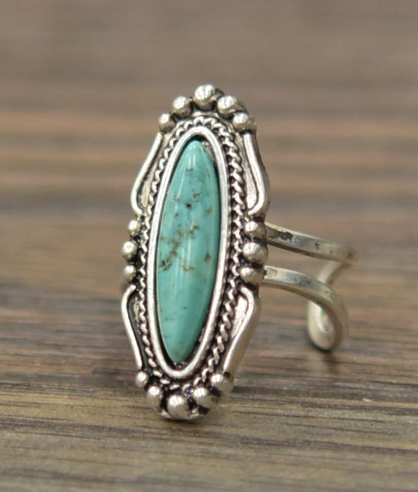 750198, Turquoise Adjustable Ring