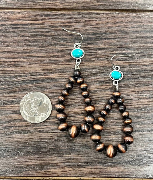 Handmade Graduated Copper Navajo Bead Earrings