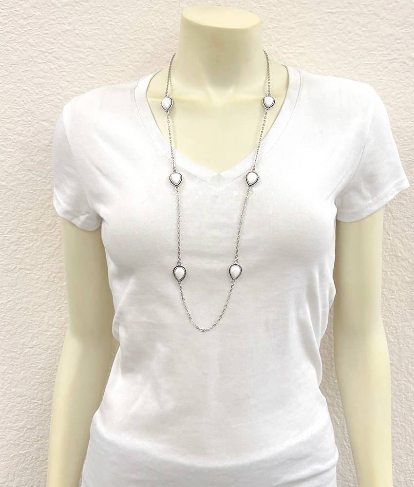 Handmade Drop White Turquoise Necklace