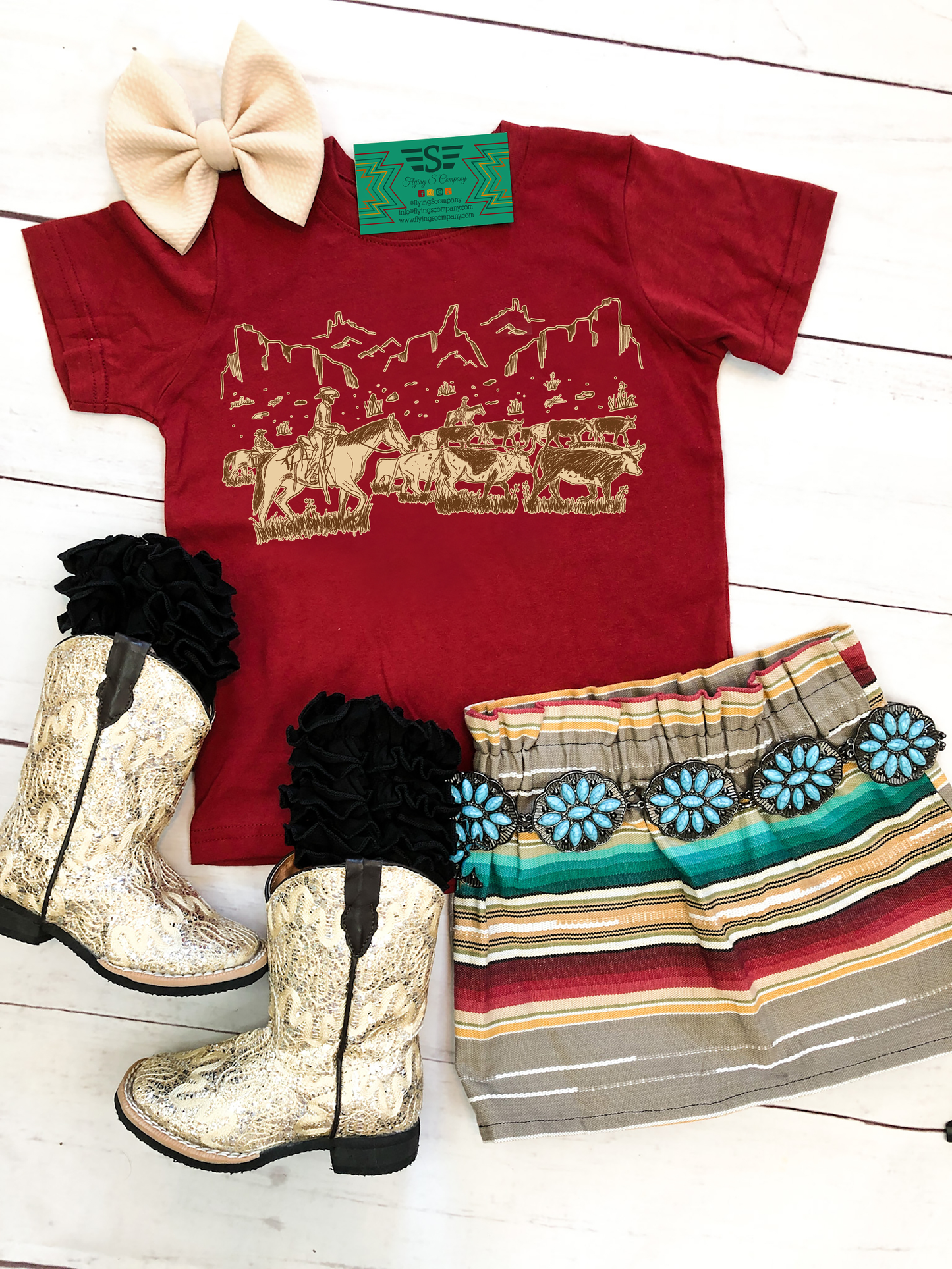 Kids Cattle Drive Tee: Teal (12 months-5/6 T)