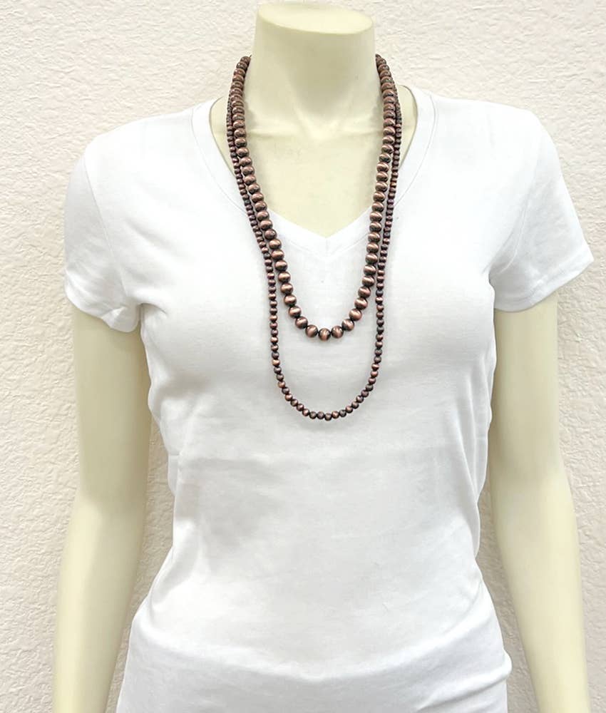 736391, Handmade Copper Navajo Bead Necklace Earrings Set