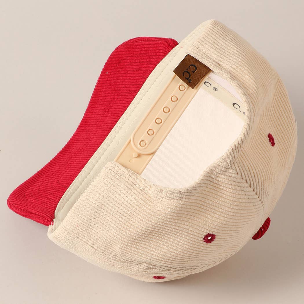 Put It On My Cowboy's Tab Two-Tone Corduroy Cap: Black/ Beige ONE SIZE