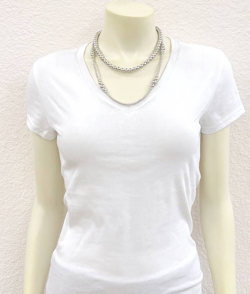 739184, Handmade Silver Navajo Bead Necklace
