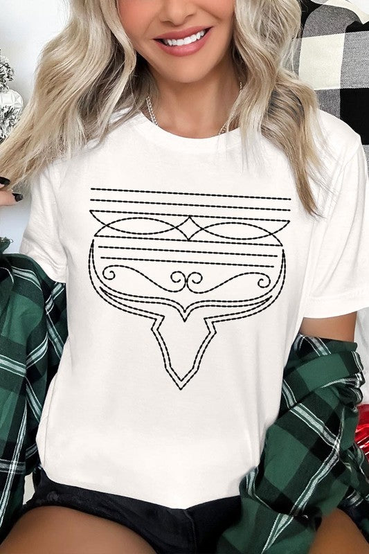 Casual women’s Longhorn Boot Stitch T-Shirt with a stylish design perfect for everyday wear