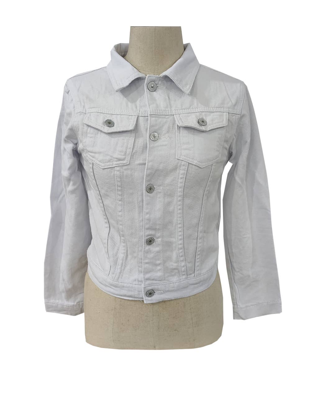 HIDDENBRAND slim fit denim jacket women in white with button closure and front pockets
