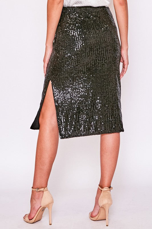 Black Sequin Skirt - Small
