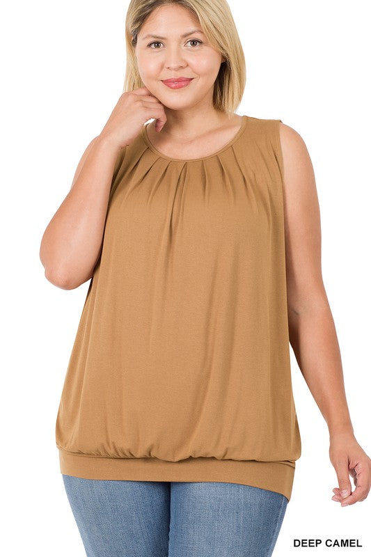 Plus Size Pleated Tank Top (Multiple)