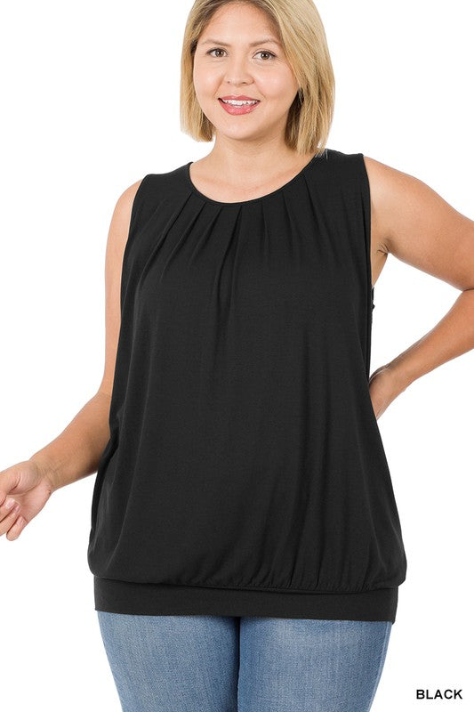 Plus Size Pleated Tank Top (Multiple)