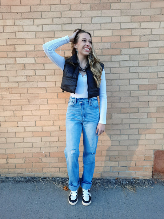 Slit Neckline Bodysuit Black - Large