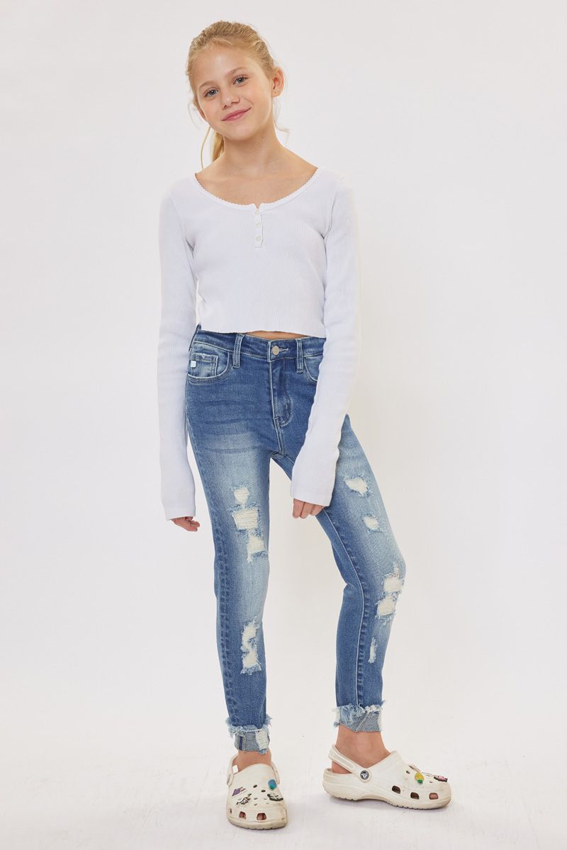 Girls Distressed Skinny Jeans