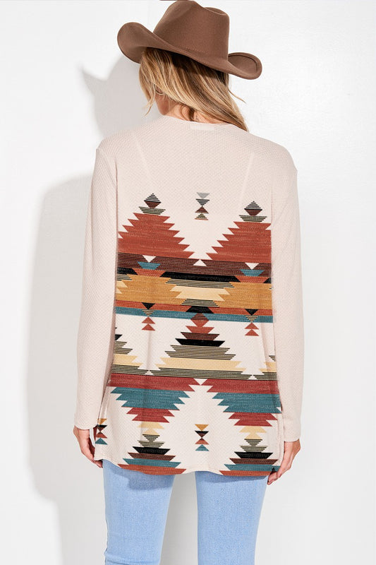 Rust Aztec Rib Cardigan