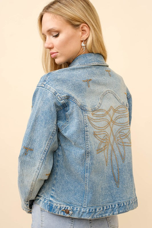 women's boot stitch denim jacket