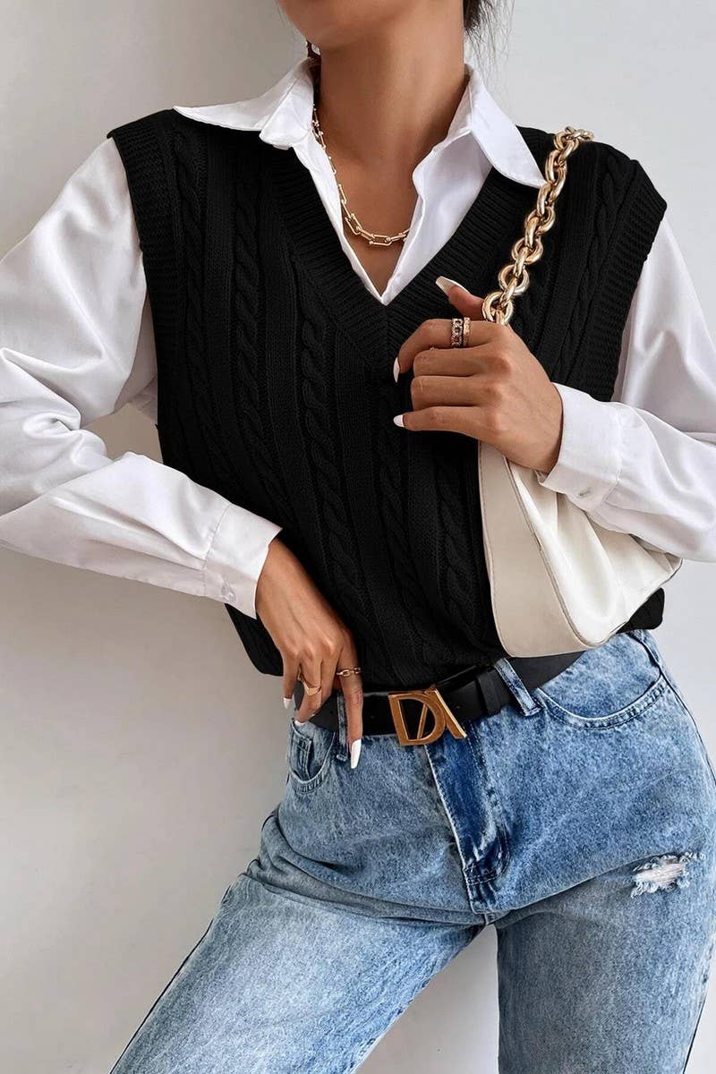 Cable Knit Sweater Vest