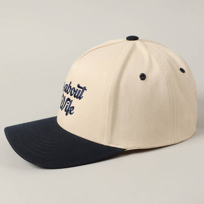 Sorry About My Wife / Husband Embroidery Two-Tone Canvas Cap: 1990-BLACK-WIFE / ONE SIZE