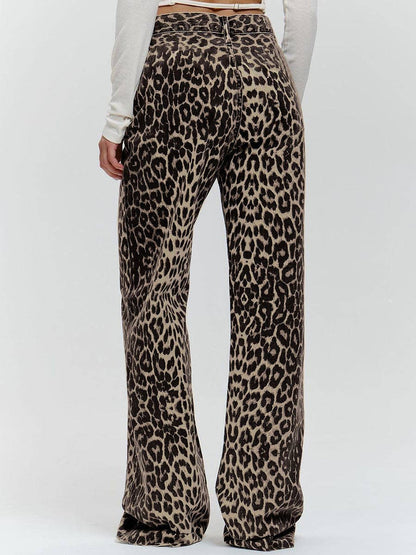 Brown Leopard Flare Pants
