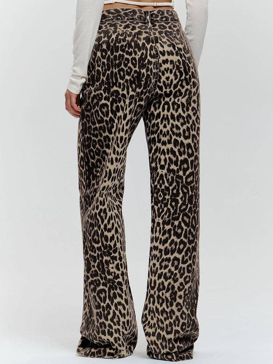 Brown Leopard Flare Pants
