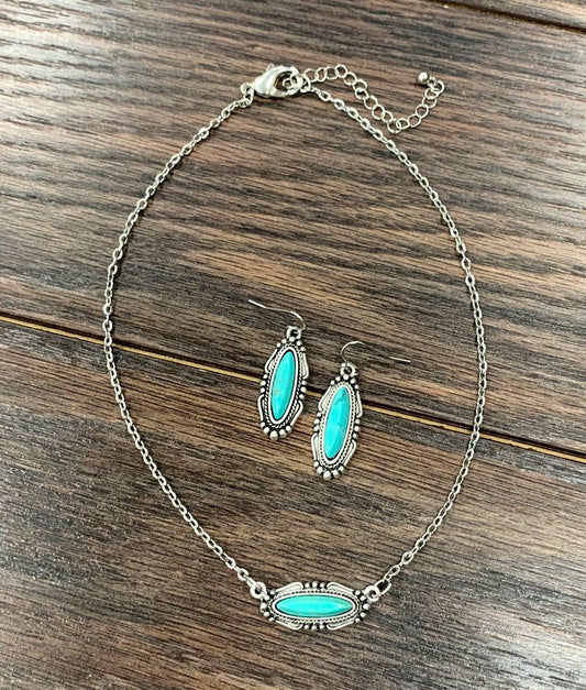 734267, Turquoise Necklace Earrings Set