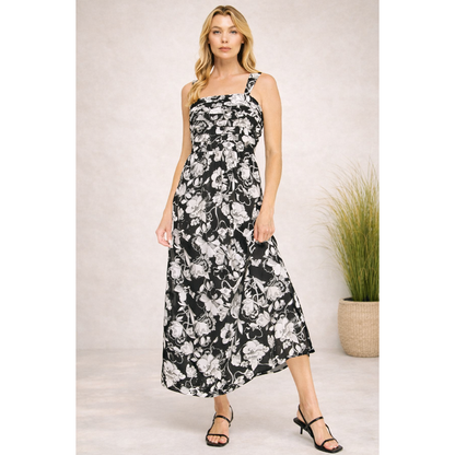 SERENITY WAVES PLEATED MAXI DRESS