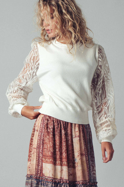 Lace Sleeve Sweater