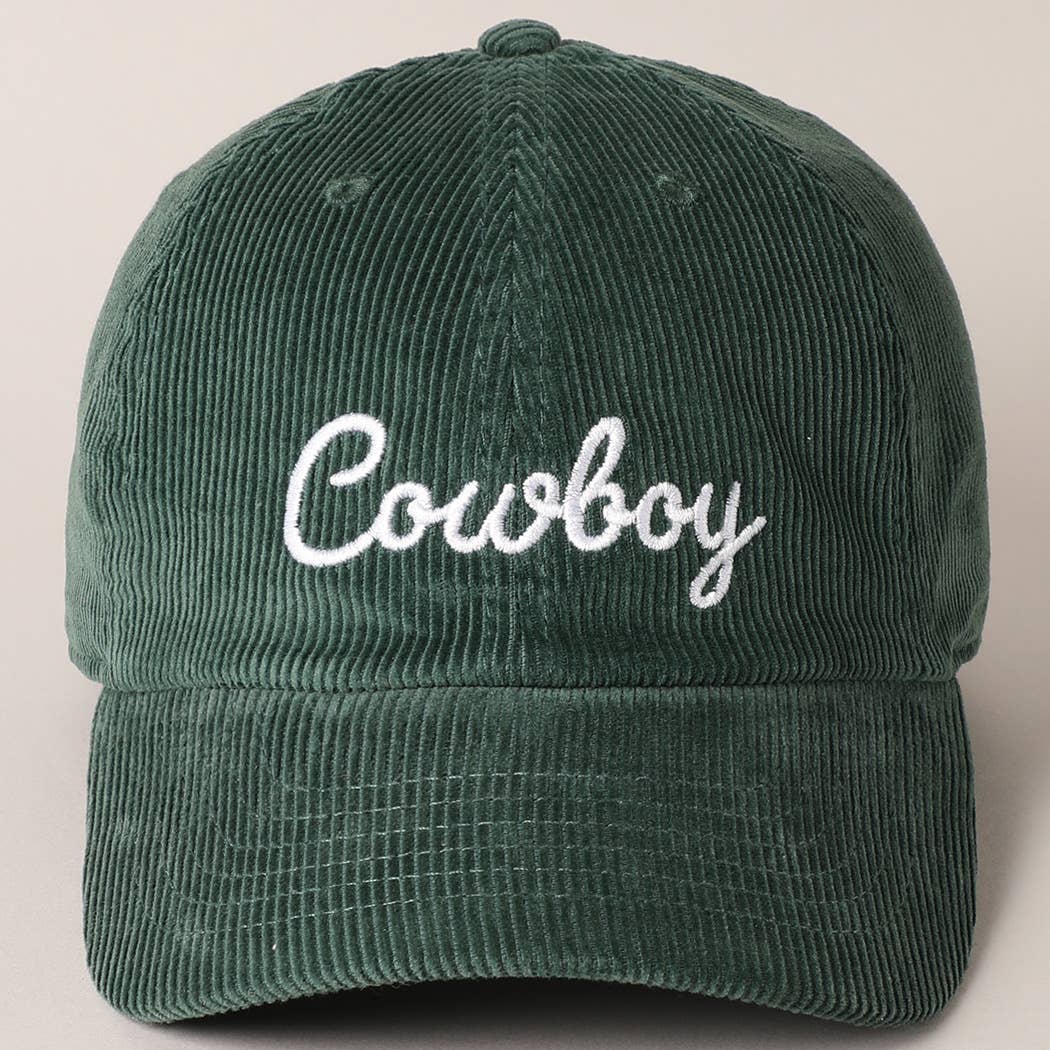 Cowboy Letter Embroidery Corduroy Cap: SAND / ONE SIZE