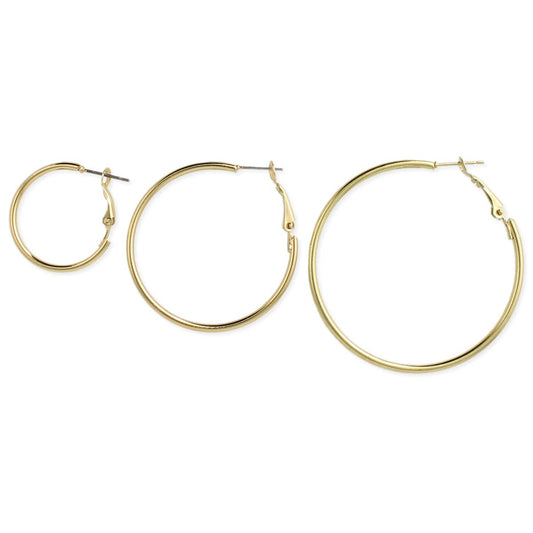 Gold Graduating Hoop Earrings - Set of 3