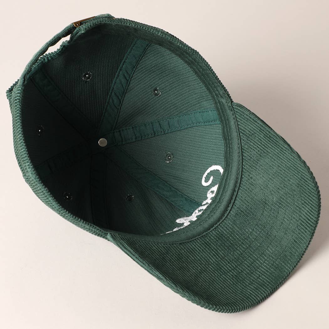 Cowboy Letter Embroidery Corduroy Cap: SAND / ONE SIZE