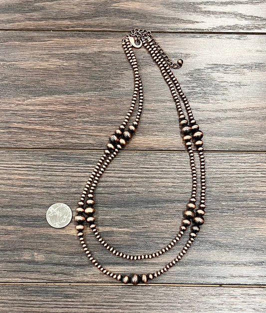 Handmade 22" Clustered Copper Navajo Bead Necklace