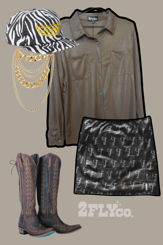 Leather Lux Turquoise Button Up