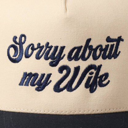 Sorry About My Wife / Husband Embroidery Two-Tone Canvas Cap: 1990-BLACK-WIFE / ONE SIZE