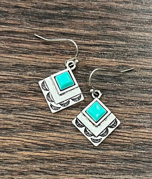 724190, Boho Turquoise Earrings