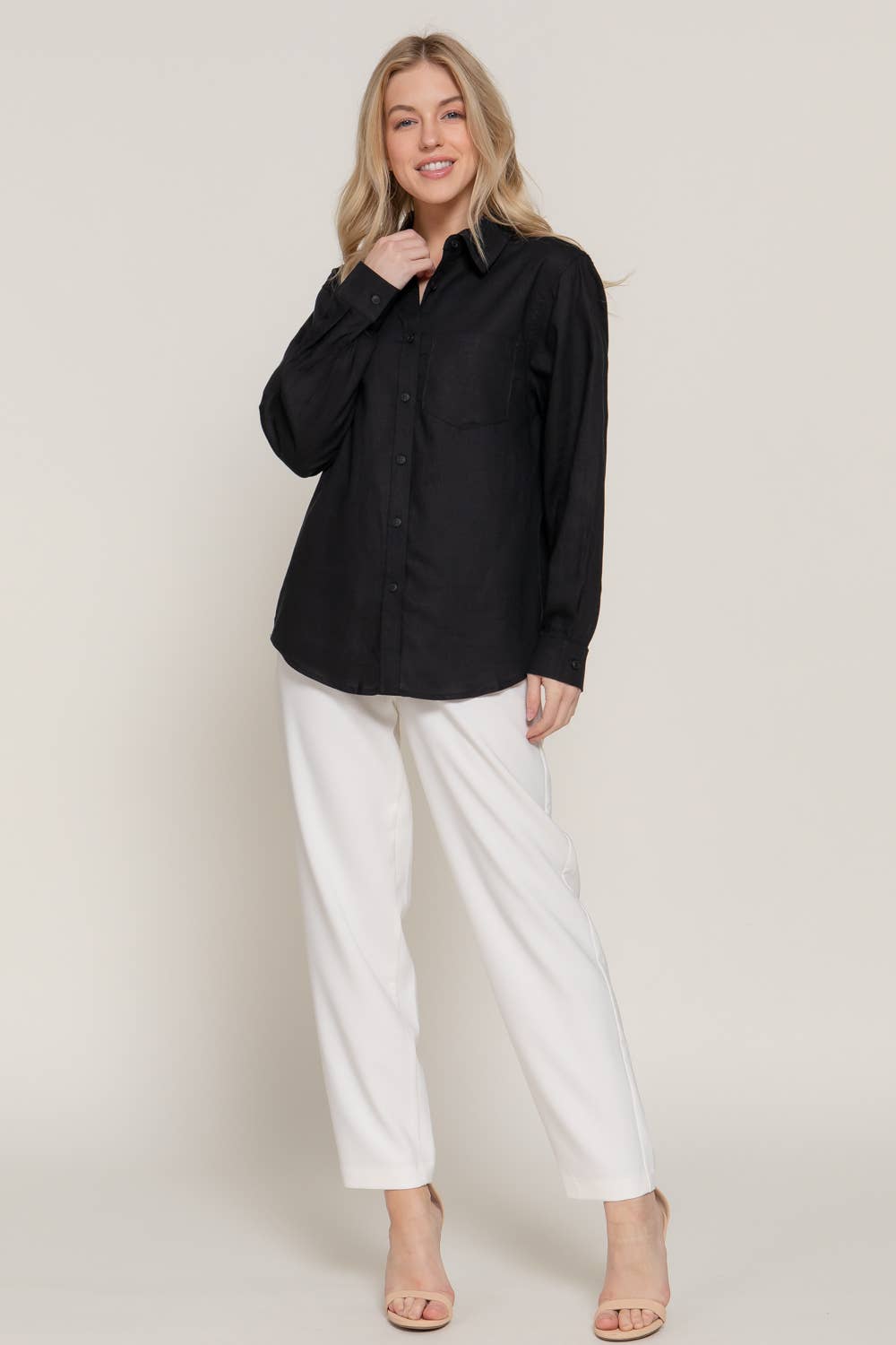 Linen Blend Long Sleeve