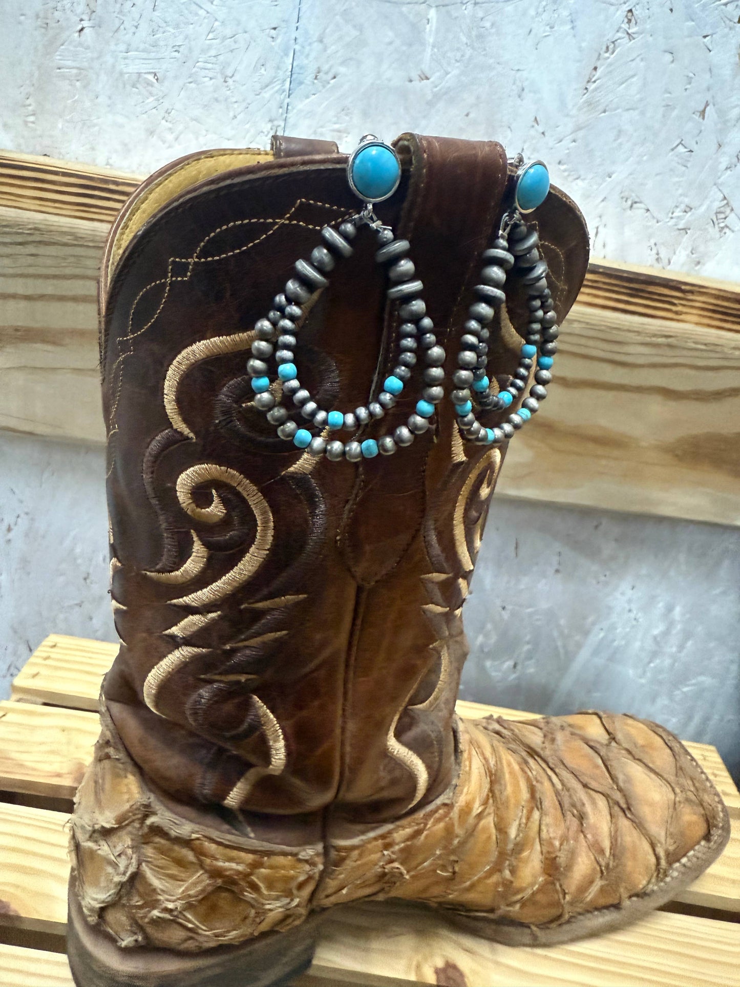 Navajo Bead Dangle Earrings with Turqoise Accent