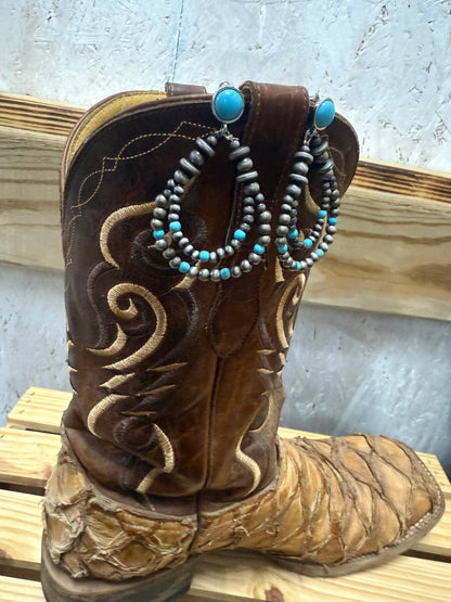 Navajo Bead Dangle Earrings with Turqoise Accent