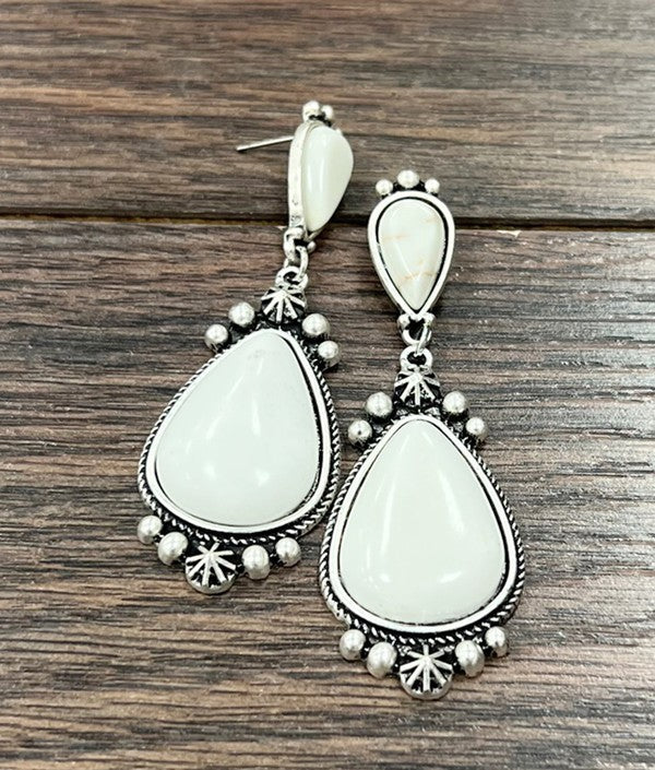 White Turquoise Stone Earrings