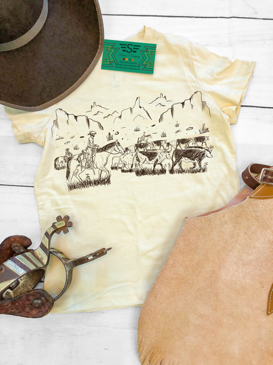 Kids Cattle Drive Tee: Teal (YS-YXL)