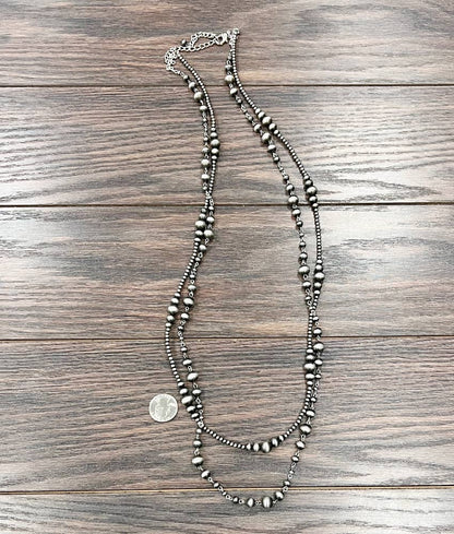 735576, 40-inch 2-strand Navajo Bead Necklace