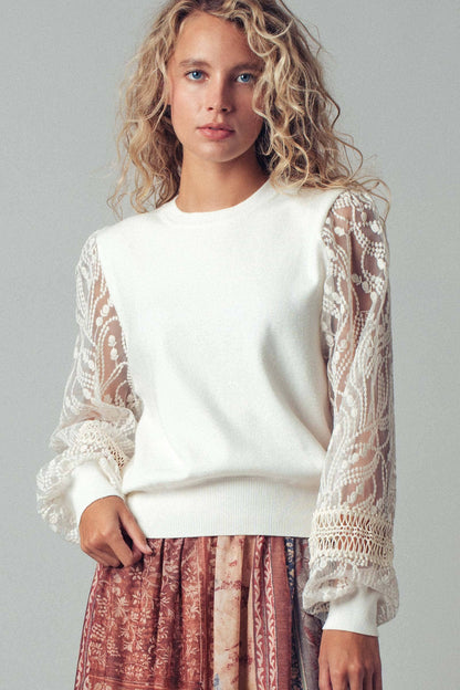 Lace Sleeve Sweater