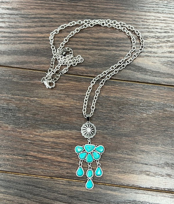 Dangling Teardrop Turquoise Necklace