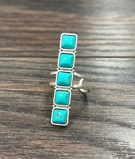 Square Gemstone Turquoise Rings