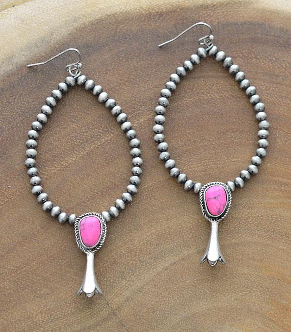 Pink Squash Blossom Navajo Teardrop Earrings