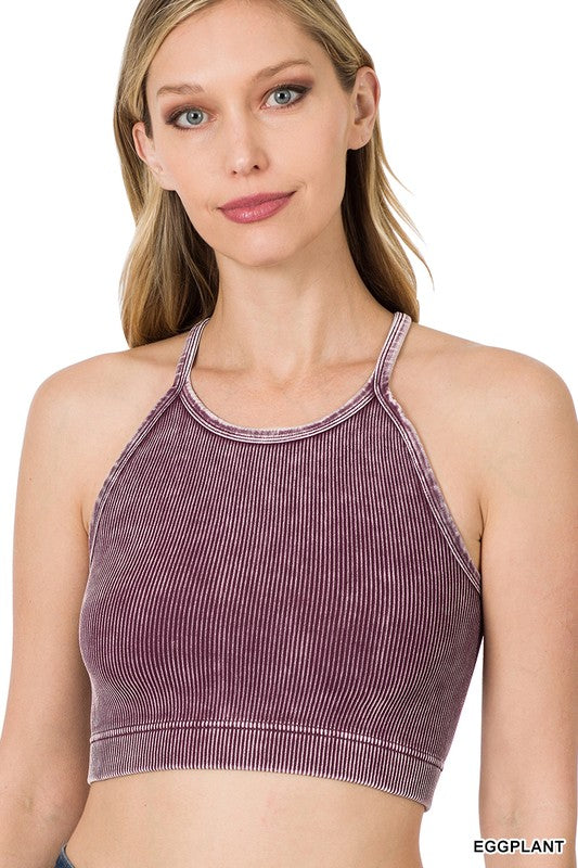 Washed Ribbed Cropped Cami Top