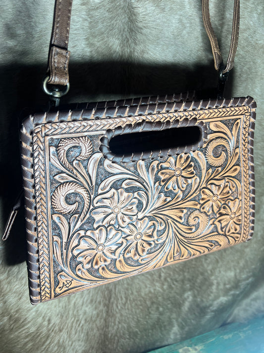 Handheld Floral Leather Purse