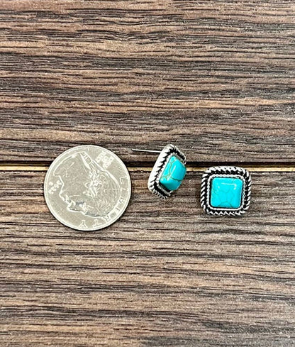 726454, 8mm Square Stone Stud Earrings