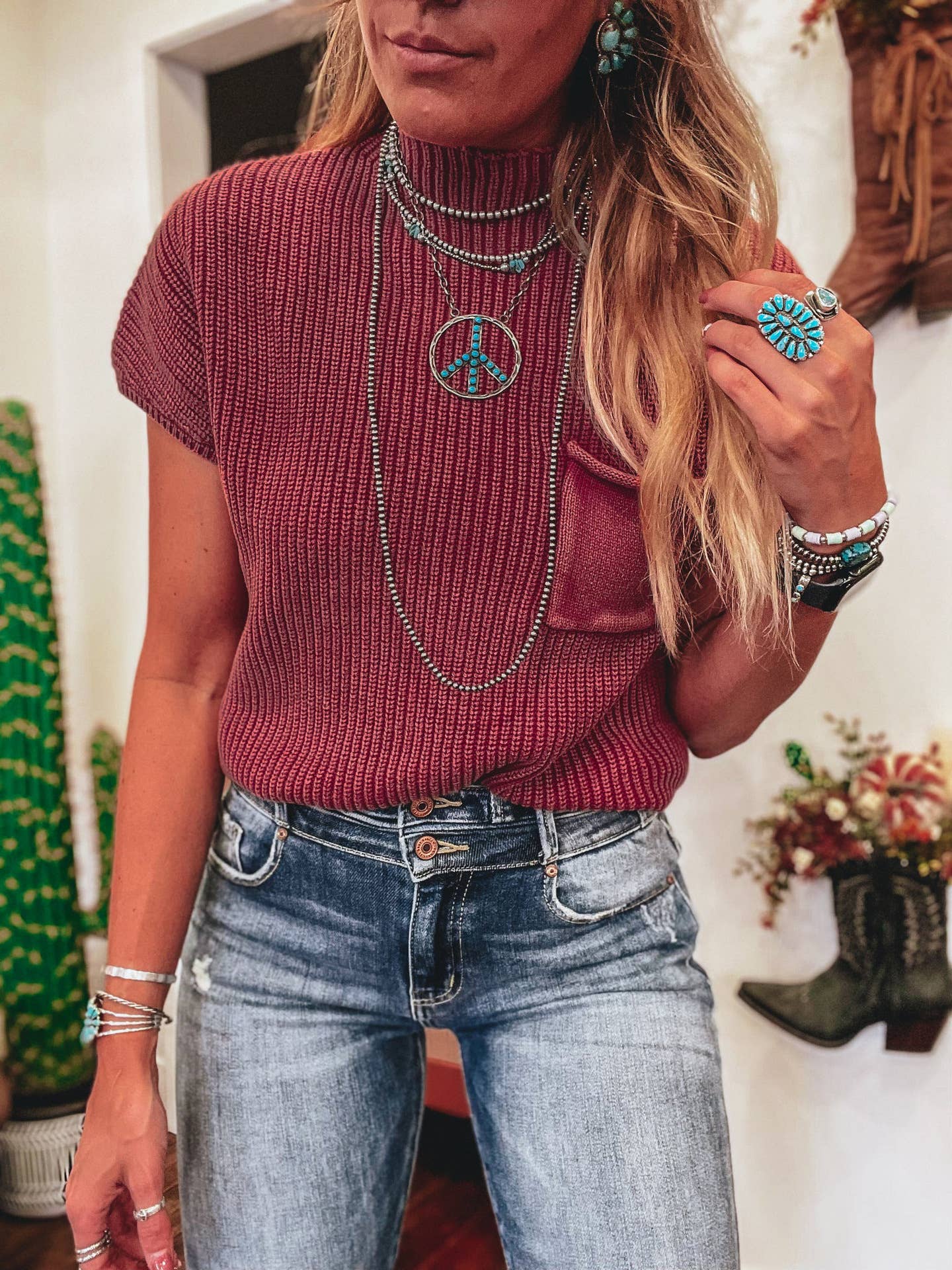 Turtleneck Loose Shoulder Sweater