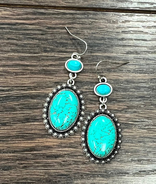 Oval Turquoise Stone Earrings