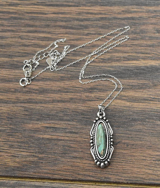 732593, Sterling Silver Chain, Turquoise Necklace