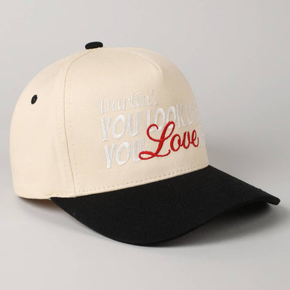 You Look Like You Love Me Embroidery Trucker Hat: Denim / ONE SIZE